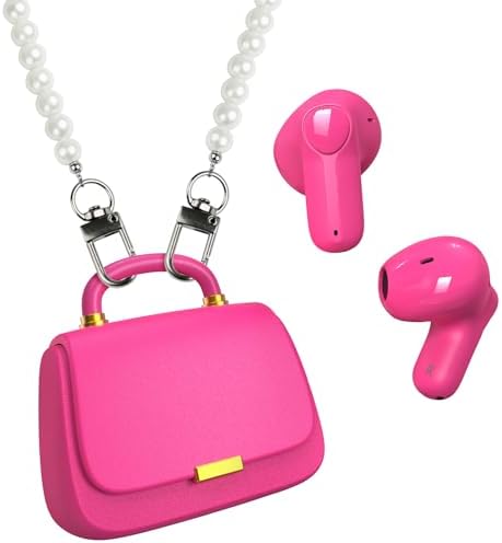 Elevate Your Audio Experience with ANCwear Bluetooth 5.3 True Wireless Earbuds – High-Fidelity 13 mm Drivers for Audiophiles, Chic Mini Handbag Charging Case, 22-Hour Playtime in Elegant Classic Pink – Ideal for Professionals and Music Enthusiasts On the Move