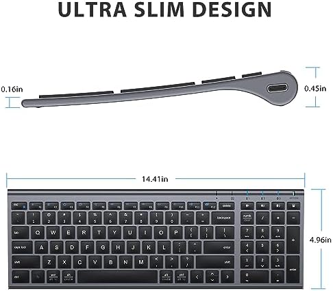 Experience Unmatched Versatility with the i Clever BK10 Bluetooth 5.1 Wireless Keyboard – Ergonomic Comfort Meets Multi-Device Connectivity for Mac, i Pad, i Phone, Android, and Windows – Full-Size Layout with Number Pad for Enhanced Productivity and Seamless Workflow – Rechargeable, Lightweight, and Stylish Design for Effortless Typing Anywhere