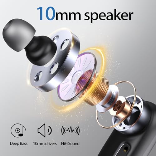 Revolutionary Bluetooth 5.3 Wireless Earbuds – Ultra-Lightweight Noise-Cancelling Headphones with Deep Bass for Sports Enthusiasts – Waterproof Design with Secure Ear Hooks for Running, Biking, and Climbing – Unmatched 60 Hours Playtime in Sleek Black Finish