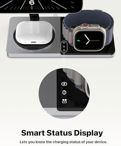 Ultimate 3-in-1 Wireless Charging Station for Apple Devices – Fast Mag Safe Charger for i Phone 12-16, Air Pods & Apple Watch with Foldable Stand – Travel-Friendly, Space-Saving Solution for Home & Office Decor