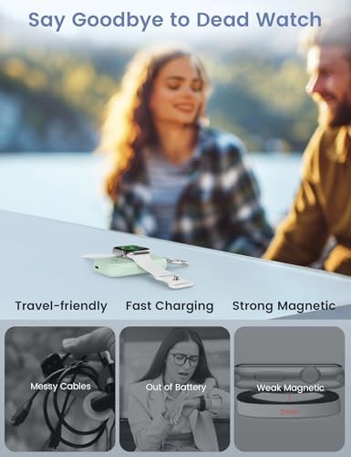 Compact RORRY 2500 m Ah Portable Charger for Apple Watch – Fast Charging Power Bank with Built-in USB-C Cable, Ideal Travel Companion for Series 10, 9, 8, 7, 6, 5, Ultra 2, and SE, Stylish Pink Design for On-the-Go Charging and Enhanced Device Compatibility