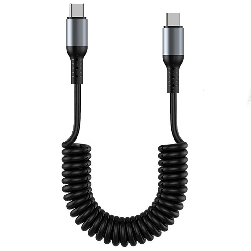 Coiled USB C to USB C Cable 3 ft – Dual Pack Retractable Charging Solution in Pink for Fast Data Transfer and Compatibility with i Phone 16, 15 Pro Max, Samsung Galaxy S24/S23, Moto G8, and Google Pixel – Perfect for Carplay and Android Auto