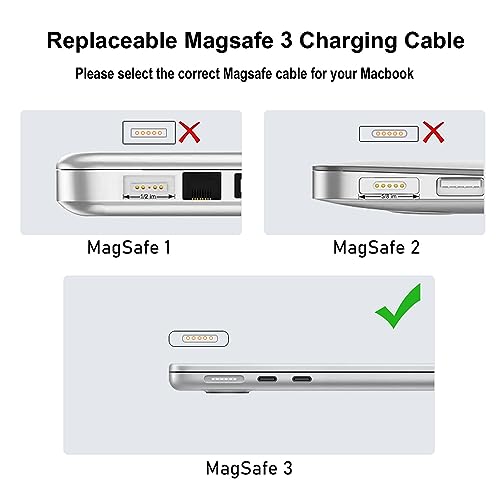 High-Performance 140 W USB-C Magnetic Charging Cable for Mac Book Air (M2, 2022) & Mac Book Pro (M1/M2, 14″ & 16″) – 6.6 ft Midnight Braided Cord, Rapid 50% Charge in 30 Minutes, Secure Magnetic Connection, Durable Tangle-Free Design, Enhanced Safety Features with 365-Day Satisfaction Guarantee
