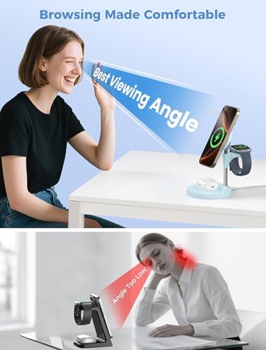 Effortless Power: Premium 3-in-1 Wireless Charging Station for Apple Devices – 15 W Mag Safe Fast Charger Compatible with i Phone 12-16 Pro, Apple Watch Series 2-7, and Air Pods Pro 2-4 – Stylish Black Design for Seamless Integration and Maximum Efficiency