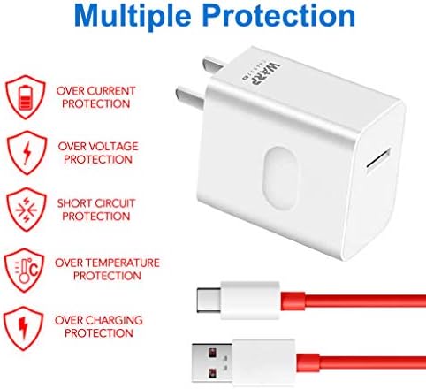 Ultra-Fast Warp Charger: 30 W USB-C Wall Adapter with 3.3 FT Data Cable for One Plus Devices – Unmatched Quick Charging for Models 9, 8 Pro, 7 T, 6, 5 T, 5, 3 T, and 3 – Compact, Durable, and Travel-Friendly Power Solution for Seamless Connectivity and Efficiency