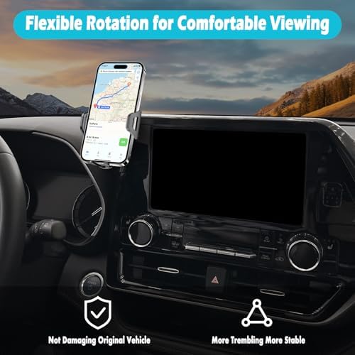 Toyota Highlander 2020-2025 Car Phone Holder – 8-Inch Screen Compatible, 360-Degree Rotation Mount for 4.7-7 Inch Phones, Thick Case Friendly Cell Phone Cradle, Ultimate Driving Convenience & Safety Accessory