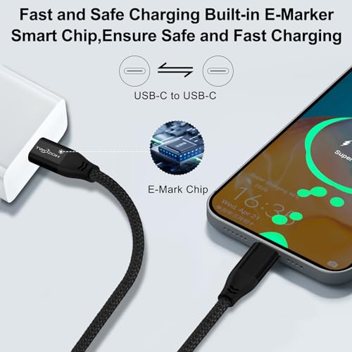Twozoh 15 FT USB C to USB C 3.2 Gen 2 Cable 20 Gbps Data Transfer & 100 W Fast Charging – 4 K Video Output Dual-Pack for Ultimate Connectivity & Durability