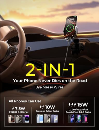 LISEN 15 W Wireless Car Charger & Air Vent Phone Holder – Ultimate Fast Charging Solution for i Phone 16/15/14/13 Pro Max & Samsung Smartphones – Revolutionary No Shake Design for Maximum Stability – Effortless Installation with Modern Aesthetic – Advanced Shock Absorption Technology for Secure On-the-Go Charging – Ideal for Busy Drivers Seeking Convenience & Safety