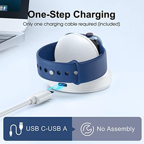 Sleek Sky Blue Portable Magnetic Charging Dock for Apple Watch – Fast Wireless Charger with Nightstand Mode, Compatible with Series 10, 9, 8, 7, SE, 6, 5, 4, 3, 2, Ultra 2 – Travel-Friendly Design with Premium Charging Cable for Effortless Power and Style