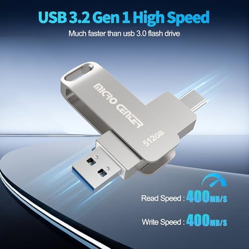 Unleash Your Storage Potential with the Micro Center 128 GB USB 3.2 Dual Drive – Fast 200 MB/s Transfer Speeds for Type-C & OTG Type-A Devices, Perfect for Android, Mac, and More – Sleek Swivel Metal Design for Ultimate Versatility and Durability