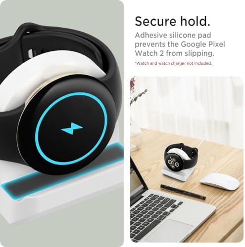 Elevate Your Charging Routine with Miimall’s Premium Non-Slip Silicone Dock for Google Pixel Watch 2 – Ingenious Cable Management, Quick-Power Solution, and Stylish Design for Effortless Access and Enhanced Aesthetics (White)