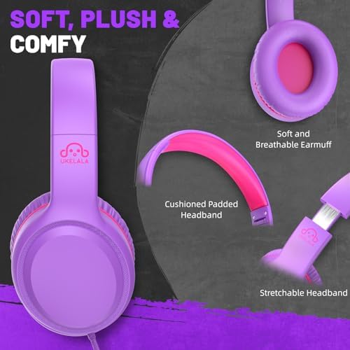 U2 Kids’ Lightweight Wired Headphones in Stylish Pink – Comfortable On-Ear Design Perfect for School, Travel, and Home | Durable, Easy-to-Use Headphones Compatible with i Pads, Tablets, and Laptops | Ideal for Young Girls and Students Seeking Engaging Audio Experience