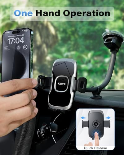 Ultimate 14-Inch Gooseneck Car Phone Mount Holder with Industrial-Strength Suction for Windshield Stability – Hands-Free Universal Cell Phone Holder Compatible with i Phones and Androids for Safe Navigation and Entertainment