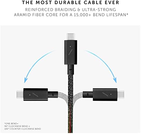Native Union Type-C Belt Cable Pro – 8 ft Durable USB-C to USB-C Charging Cable with Leather Strap for i Phone 16, Mac Book Pro M2 – 240 W Fast Charge & Data Transfer Solution, Enhanced Resilience for Home & Office Use