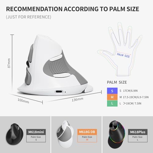 Elevate Your Comfort: De LUX Wired Vertical Ergonomic Mouse for Medium Hands – 6 Programmable Buttons, 4200 DPI Precision, and Removable Palm Rest to Alleviate Wrist Pain and Carpal Tunnel Symptoms – Ideal for Enhanced Productivity and Seamless Compatibility Across Operating Systems