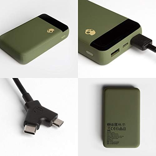 Skullcandy Stash Fuel 10,000 m Ah Ultra-Compact Fast Charging Power Bank – Lightweight Portable Charger for i Phone, Android & USB Devices in Stylish Olive – Reliable Travel Essential for Maximum Device Compatibility and Rapid Recharge