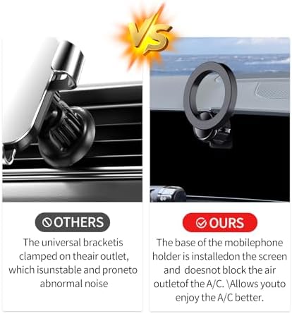 Premium 360° Rotating Car Phone Holder for 2024-2025 Hyundai Sonata – Secure Mag Safe Compatible Mount with Fixed Clip for 12.3-Inch Screens, Non-Obstructive Design for Air Vents, Enhanced Stability and Easy Access to Navigation & Calls