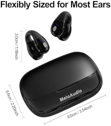 Melo Audio Bluetooth 5.3 Open Clip Earbuds – Ultimate 120-Hour Wireless Playtime with LED Charging Case – Lightweight Sport Headphones for Running and Fitness – Superior Sound Quality with Enhanced Environmental Awareness for Active Lifestyles
