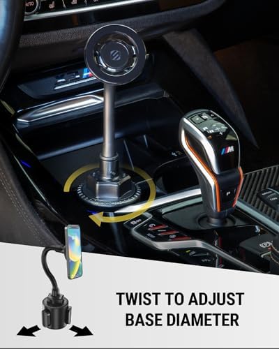 Revolutionize Your Driving Experience with Scosche Magic Mount™ SMSCUP – Adjustable Gooseneck Magnetic Phone Holder for Car, Compatible with i Phone 16-12 Series & Android Devices, Mag Safe Technology, Effortless Hands-Free Navigation, Secure Cup Holder Fit, Effortless Installation