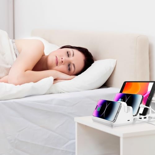 Maximize Charging Efficiency with the 150 W 6-Port Power Hub: Fast Wireless Charging for Mobile Devices & Dual Air Pods Stations, Featuring 65 W PD USB-C for Laptops – Perfect for Home & Office Use