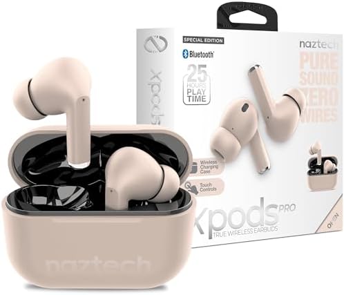Naztech Xpods PRO True Wireless Earbuds – Advanced Noise Cancelling Sports Earbuds with Touch Control, IPX4 Waterproof Design, High-Definition Sound, Secure Fit for Active Lifestyles, Wireless Charging Case Included – Red Edition for Enhanced Mobility and Performance