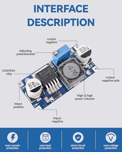 20-Pack of LM2596 Adjustable DC-DC Buck Converter Modules – Precision Voltage Regulation for Custom Power Management (Input 3-40 V, Output 1.5-35 V) – Advanced Electronic Stabilizers for High-Efficiency Performance and Versatile Applications