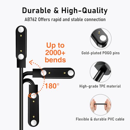Revolutionary Dual-Pack AB284 Magnetic Reversible Charger – Fast 2.84 mm Pin-Pitch Cable for Smartwatches & Bone Conduction Headphones – Superior Durability & Convenience for Tech Savvy Users – Hassle-Free Power Solution for On-the-Go Lifestyles
