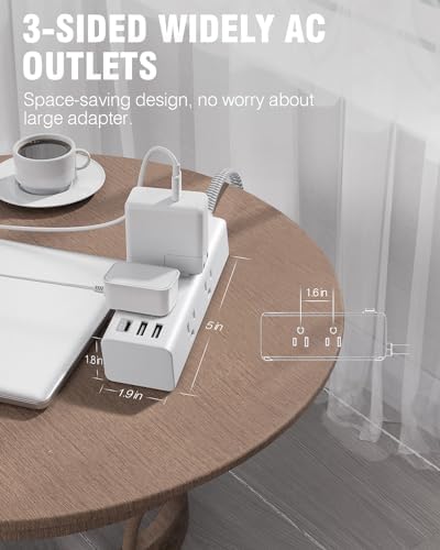 25 Ft Heavy-Duty Extension Cord with Surge Protection – One Beat Flat Plug Power Strip Featuring 6 Outlets & 3 USB Ports (Including USB-C) for Ultimate Device Connectivity in Home, Office, or Dorm Room – Enhanced Flexibility and Rapid Charging Solution
