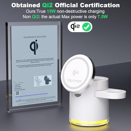 Revolutionary Qi2 Certified 3-in-1 Magnetic Wireless Charging Station for Apple & Samsung Devices – Ultra-Fast 30 W Dock with Seamless Compatibility for i Phone 12-16, i Watches, Air Pods, and Samsung Watches – Compact, Tangle-Free Power Solution in Sleek Black Finish