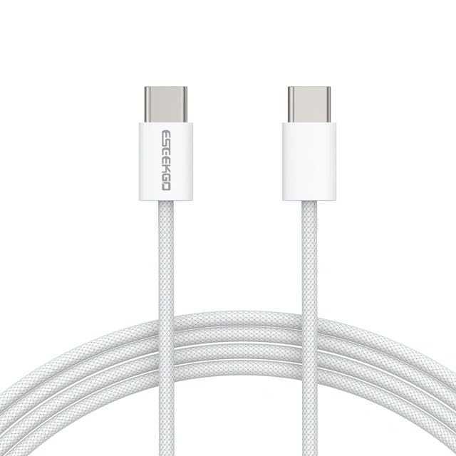 Optimize Your Charging Experience: Premium 60 W USB C to C Cable – 4 ft Durable Nylon Braided Fast Charging Solution for All USB-C Devices – Sleek White Design for Mac Book, i Pad Pro, Galaxy S25, S24, S22 – Tangle-Free and Built to Last