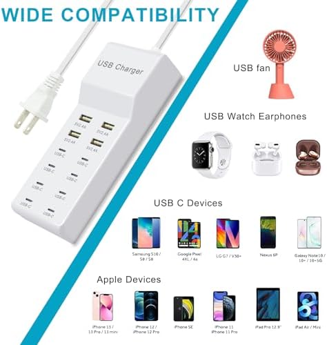 Efficient 12-Port USB Charger Hub with Fast Charging Technology – Compact Multi-Device Power Station for i Phone, Android, Tablets & Smartwatches – Ultimate Solution for Hassle-Free Charging and Enhanced Compatibility