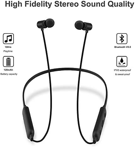 Premium Bluetooth 5.0 Sport Earbuds with IPX5 Waterproof Technology – Ergonomic Neckband Headphones for Enhanced Workout Performance – Superior Sound Quality, Long Battery Life, and Comfortable Fit for Running and Intense Exercise Sessions