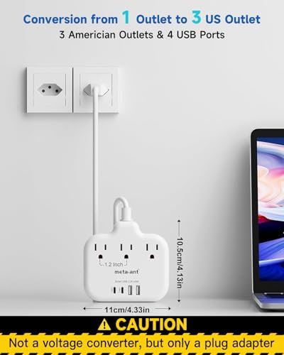 Ultimate Universal Travel Plug Adapter with PD30 W Fast Charging Hub – 3 Multi-Port Connectivity for International Travel, Featuring Dual USB-C & USB-A Outputs, 3 ft Extension Cord for Effortless Power in EU, US, UK, France & Spain – Perfect Solution for Global Adventurers Seeking Reliable Charging Options