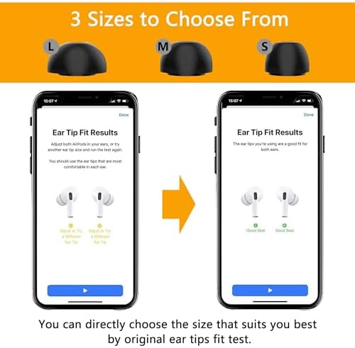 Premium Memory Foam Ear Tips for Air Pods Pro (1 st & 2 nd Gen) – Ultimate Comfort & Noise Isolation, Secure Fit Replacement Buds, Anti-Slip Design, Fits Charging Case, 3 Pairs (Black, Large) – Enhance Your Audio Experience with Superior Sound Quality and Compatibility