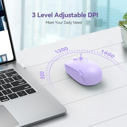TECKNET 2.4 GHz Wireless Mouse – Ultra-Quiet & Portable Computer Companion with Adjustable DPI, USB Receiver, and Ergonomic Design for Seamless Use Across Chromebook, Laptop, PC & Mac – Enhance Productivity Effortlessly