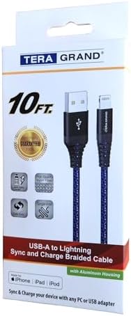 Apple C89 MFi Certified 7-Foot Lightning to USB-A Braided Charging Cable for i Phone 14/13/12/11 Pro, Max, Mini, SE, XS, XR, 8/7/6 Plus, i Pad & Air Pods – Durable, Fast Charging & Stylish Orange/White Design for Enhanced Compatibility