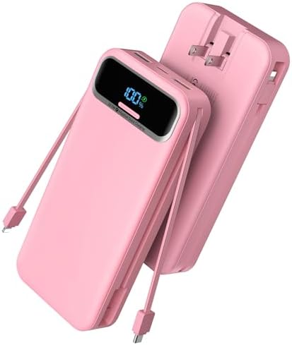 Ultimate 20,000 m Ah Portable Charger with Built-in Cables & AC Plug – Super Fast PD20 W & SCP22.5 W USB-C Power Bank for Quick Device Charging – LED Display & Universal Compatibility for i Phone, Samsung & More – Essential Travel Accessory for On-the-Go Power Solutions