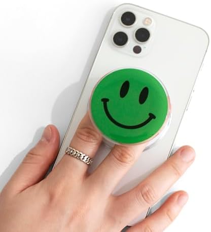 Vibrant Orange Cute Smile Face Expandable Phone Grip & Stand – Eco-Friendly Magsafe-Compatible Mobile Holder for Enhanced Hands-Free Functionality – Portable Smartphone & Tablet Accessory for Secure Use