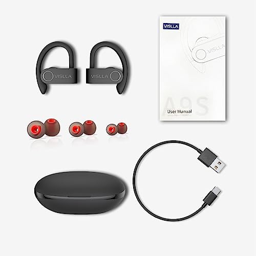 Premium Waterproof Wireless Earbuds – Bluetooth Headphones with 11 Hours Playback for Active Lifestyles, In-Ear Design with Secure Earhooks, Built-in Microphone for Hands-Free Calling, Ideal for Sports and Gym Workouts – Enhanced Compatibility for Seamless Connectivity