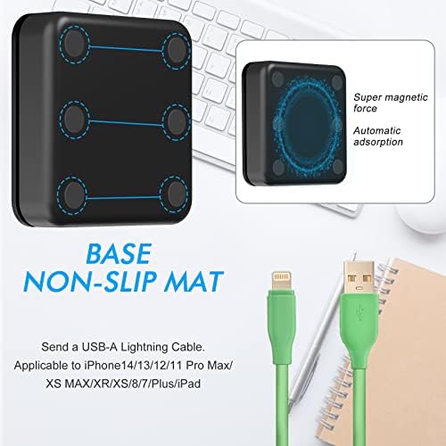 Dual-Purpose MFi-Certified USB A Fast Charger for Apple Watch & i Phone – 3.3 FT Wireless Charging Solution in Elegant Blue for Seamless Device Powering and Enhanced Compatibility with Air Pods