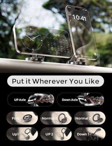 Mag Safe Car Phone Mount with 360° Rotational Magnetic Grip – Secure Hands-Free Holder for i Phone 15, 14, 13, 12 Pro Max, Plus, Mini – Sleek Black Design for Effortless Navigation and Enhanced Safety in Your Vehicle