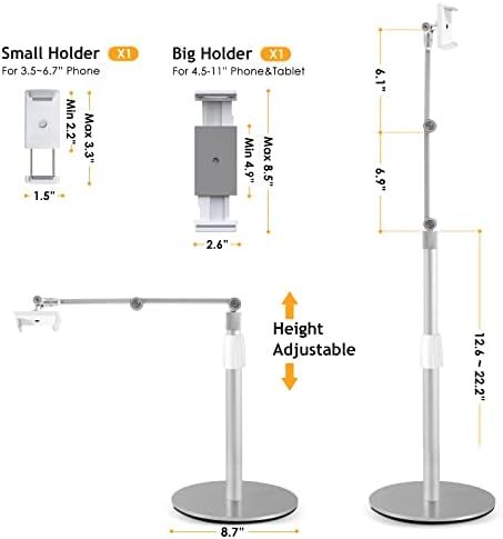 Ultimate Ergonomic Multi-Angle Phone Stand – Adjustable Holder for 3.5-11″ Devices, Ideal for Video Calls, Streaming, and Creative Recording – Lightweight, Portable Black Design for Enhanced Stability and Comfort