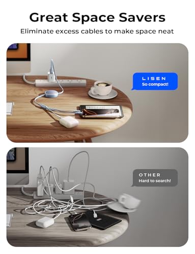 LISEN Multi Charging Cable, 3 in 1 Charging Cable, Retractable Car Charger with Type C/L/Micro USB Ports for iPhone 16 15 14 Pro Max/Samsung Galaxy S25/PS/Kindle, Multi Chargers for All Devices – Enhanced Compatibility and Speed