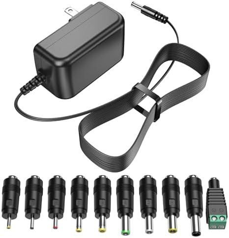 Universal 12 V 3 A Regulated AC to DC Power Supply Adapter with 10 Connectors – Versatile and Lightweight Charger for Global Use, Ideal for LED Strips and More