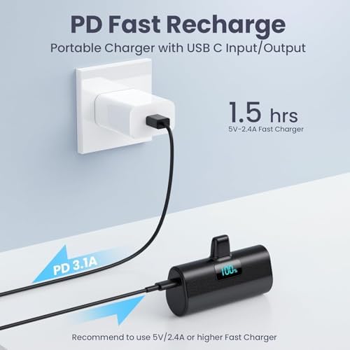Dual Pack Mini Portable i Phone Charger 5200 m Ah – Ultra-Compact 20 W PD Fast Charging Power Bank for i Phone 14, 13, 12, 11, X, 8, 7, 6 Series – Perfect Travel Companion for Quick Device Recharges and Enhanced Compatibility