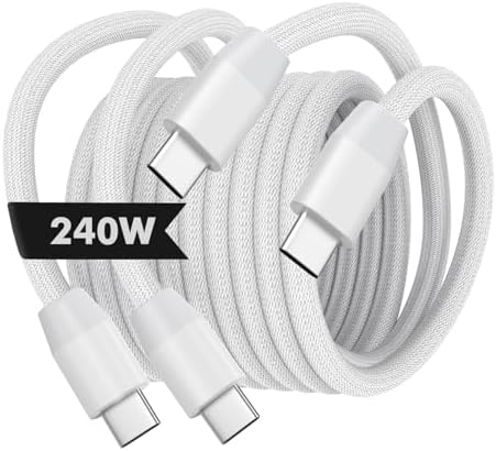High-Speed Mo Ko 240 W USB C to USB C Charging Cable – 3.3 ft Nylon Braided, Fast Power Delivery for i Phone 15/16, Mac Book Pro 2020, Galaxy S24 – Durable, Tangle-Free, Elegant Tech Solution for Ultimate Device Connectivity
