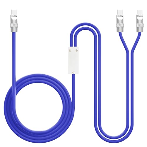Chubbycable High-Speed 2-in-1 USB C Charging Cable – 100 W Versatile Power Solution for USB-C & USB-A Devices, 4.2 FT Durable Silicone Design in Chic Blue for Effortless Charging & Rapid Data Transfer at Home, Office, or On-the-Go