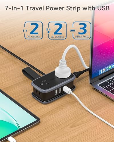 NTONPOWER GAN Ultra 65 W USB Charging Station – 7-in-1 Travel Power Strip with 3 AC Outlets & 4 USB Ports (2 USB-C) – Fast Charging Desktop Solution with 4 ft Extension Cord – Ideal for Mac Book, i Phone, and More – Compact, Durable & Versatile Power Hub for Home & On-the-Go Charging