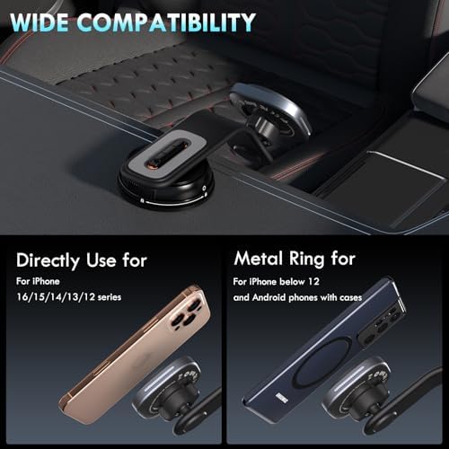 Coverado Premium QI2 15 W Wireless Car Charger with Adjustable Aluminum Alloy Arm and Magnetic Phone Holder – Ultimate Dashboard & Windshield Mount for i Phone 16/15/14/13 – Fast, Secure, and Versatile Charging Solution for Modern Drivers