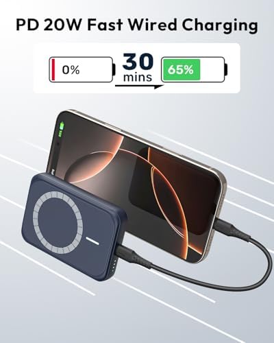 Sleek Pink Magnetic Power Bank for i Phone – 10000 m Ah with 15 W Wireless Charging & 20 W USB-C Fast Charge – Ultimate Portability for i Phone 16/15/14/13/12 Series – Effortless One-Handed Operation for Travel Enthusiasts and Daily Adventurers – Strong 10 N Magnetic Force for Secure Attachment – Perfect for On-the-Go Charging